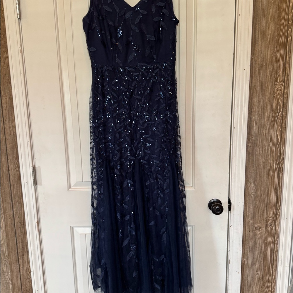 Elegant Navy Sequin Evening Wedding Dress